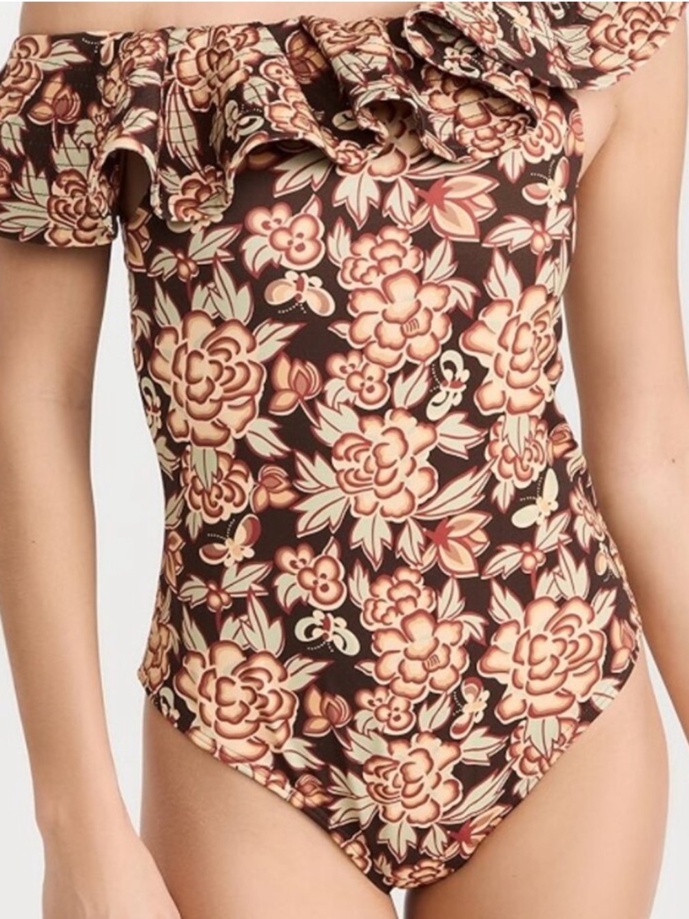 Sea NY New York Women’s Emelia Ruffles Floral One Piece Swimsuit Size Medium M